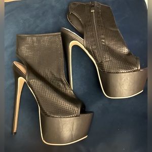 Leather peep toe heels